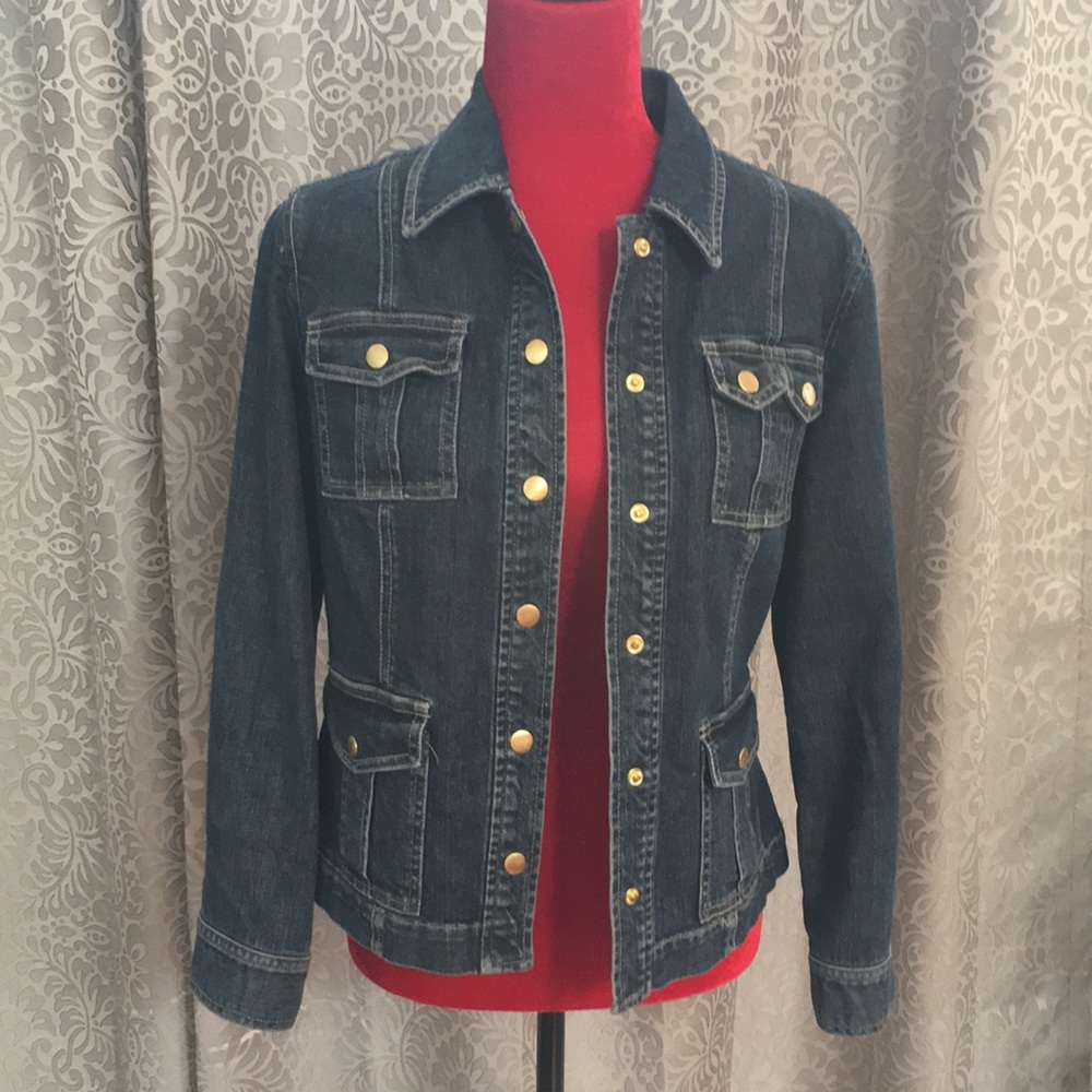 Jones New York sport petite denim jacket lightweight snap front size SP